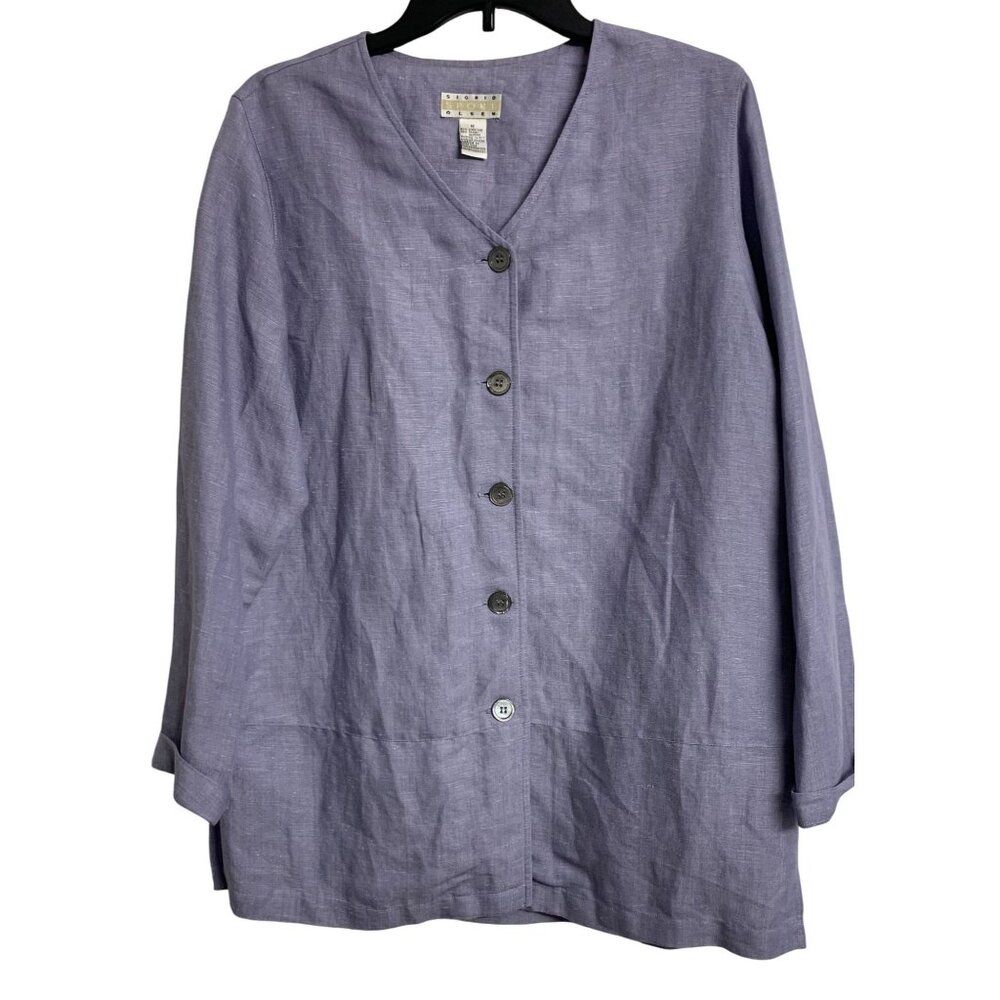 Sigrid Olsen Sport‎ M Linen Coastal Grandma Lightweight Tunic Jacket
